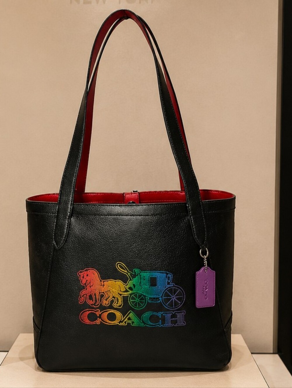 Coach C7221 Ombre Black Hand Shoulder Tote Bag Rainbow Horse Carriage Multi NWT - Picture 2 of 14